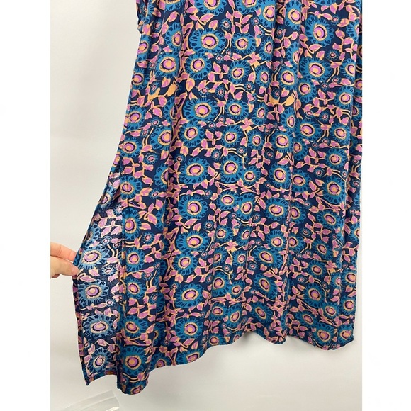 Natural Life Womens Midi Dress S Floral Boho Tirered Long Sleeve Hippie Blue - Picture 4 of 8